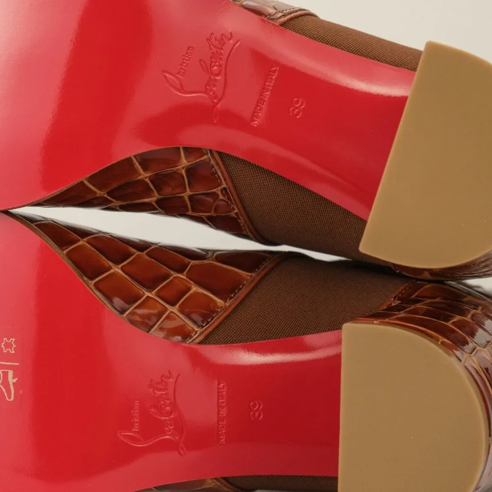 Christian Louboutin CL Chelsea Calf Ali Ankle Boots, Acajou, EU 39/US 9